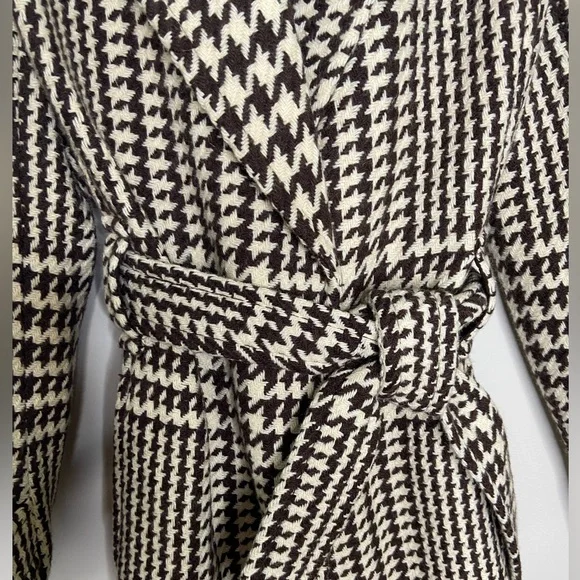 J. Crew Brown and Cream Houndstooth Trench Coat - Picture 4 of 7